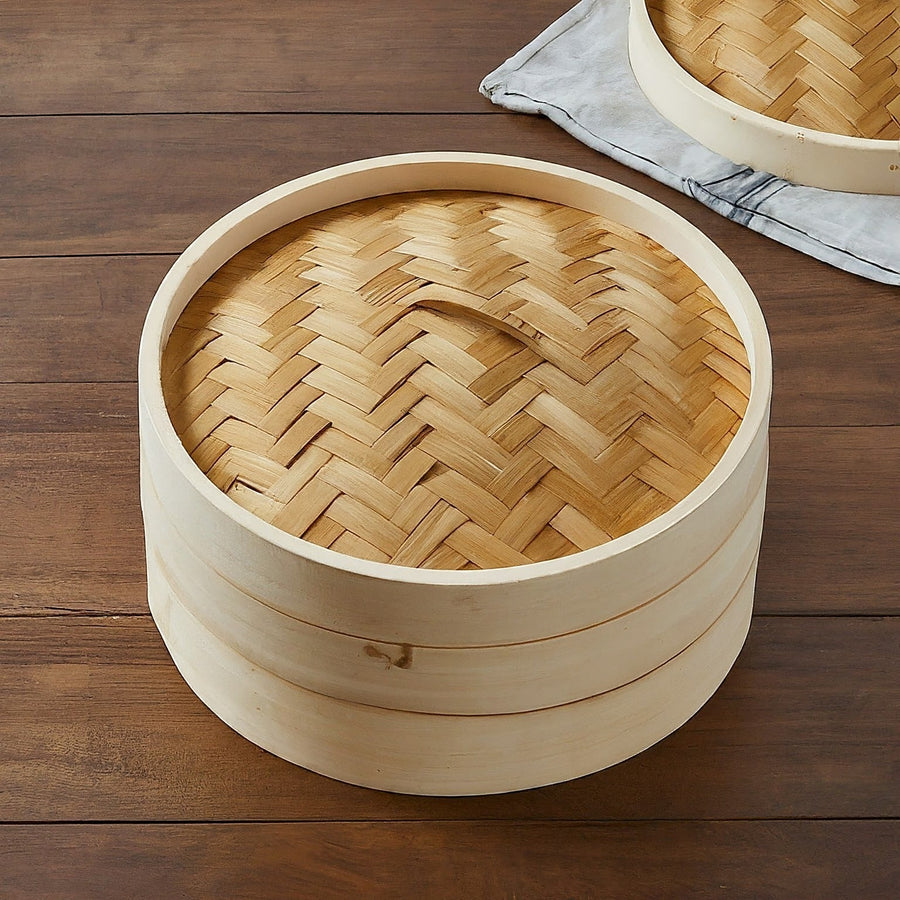Bamboo Steamer Basket with Ring & Liners